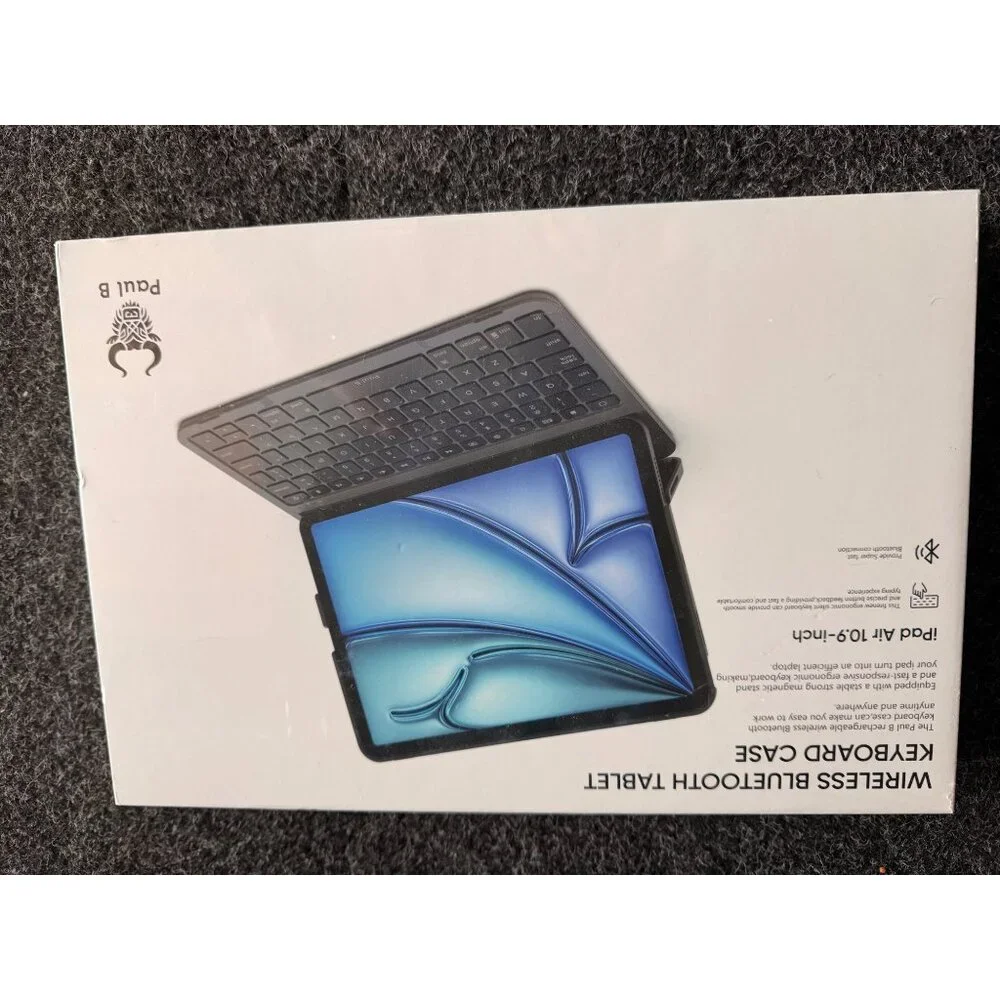 Paul B Wireless Bluetooth Keyboard Case For iPad Air 10.9-Inch 2022/2024  Rechar